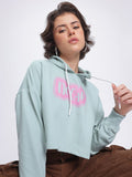 DressBerry Boxy Printed Hooded Cropped Sweatshirt