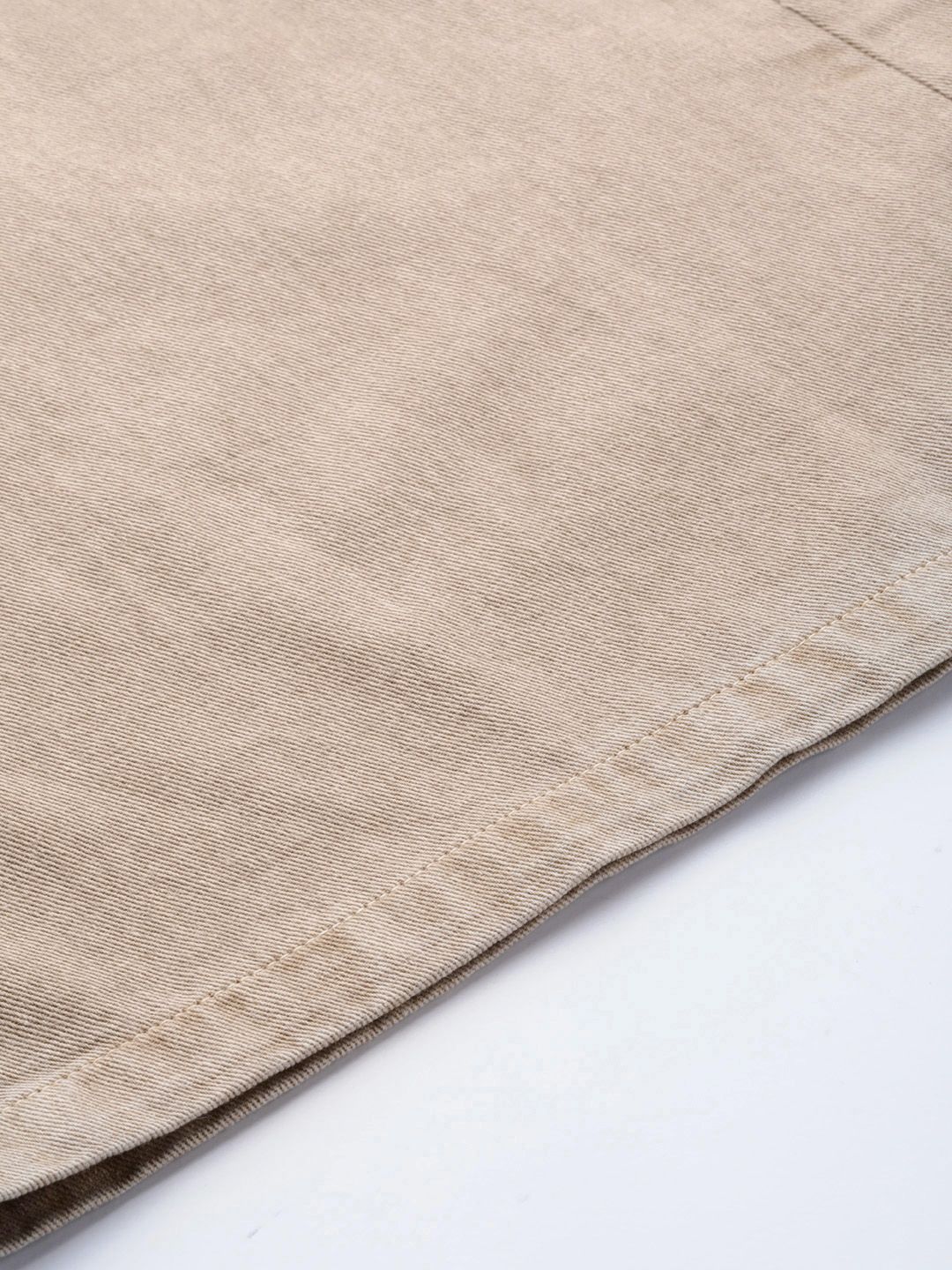 SASSAFRAS Women Beige Regular Fit Solid Denim Parallel Trousers