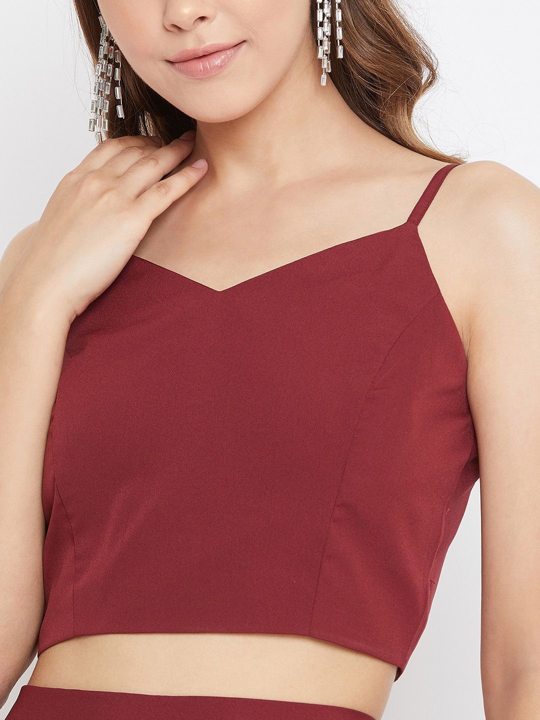 Berrylush Women Maroon Solid Two-Piece