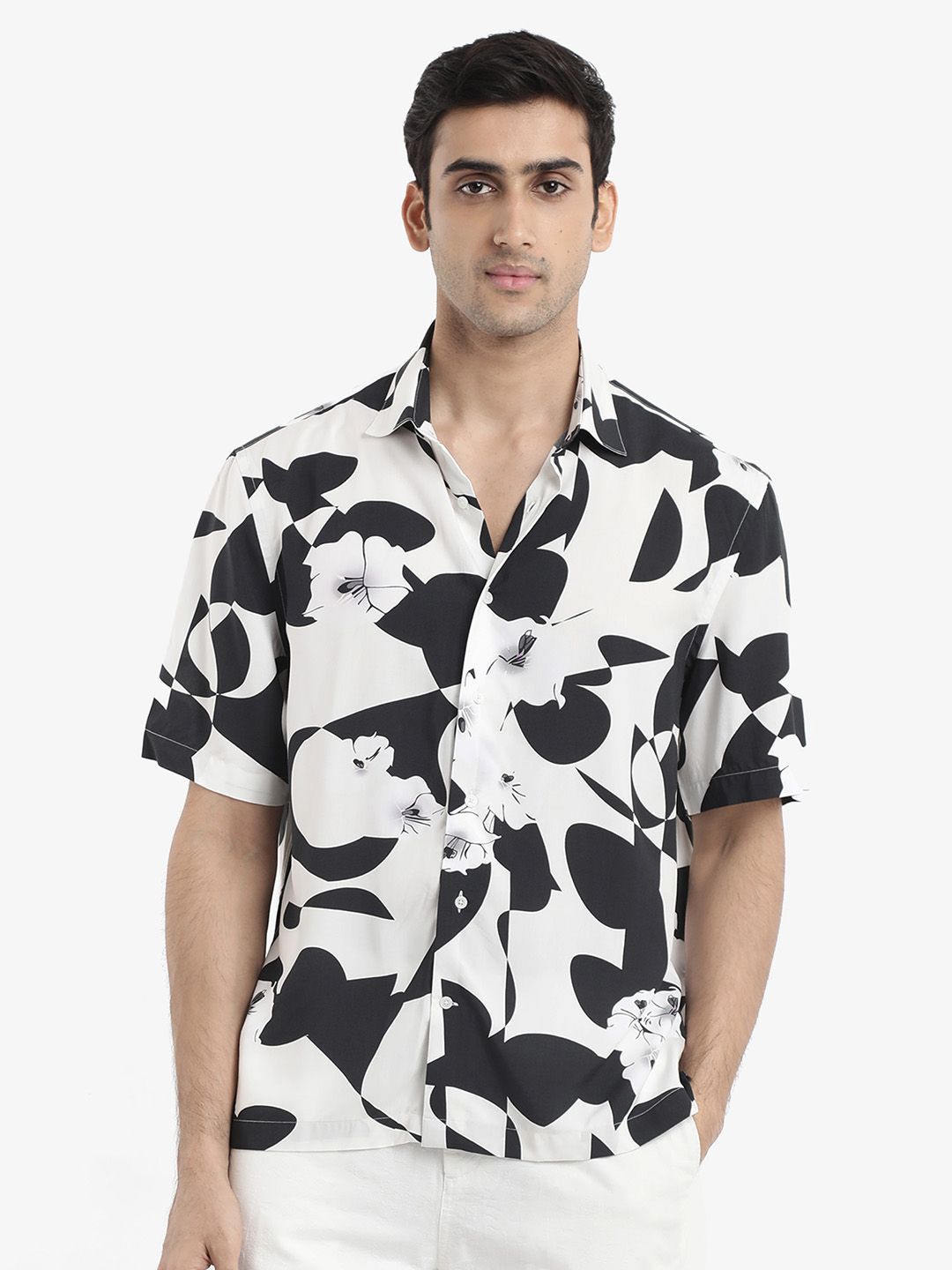 RARE RABBIT Men Talitha Boxy Opaque Printed Shirt