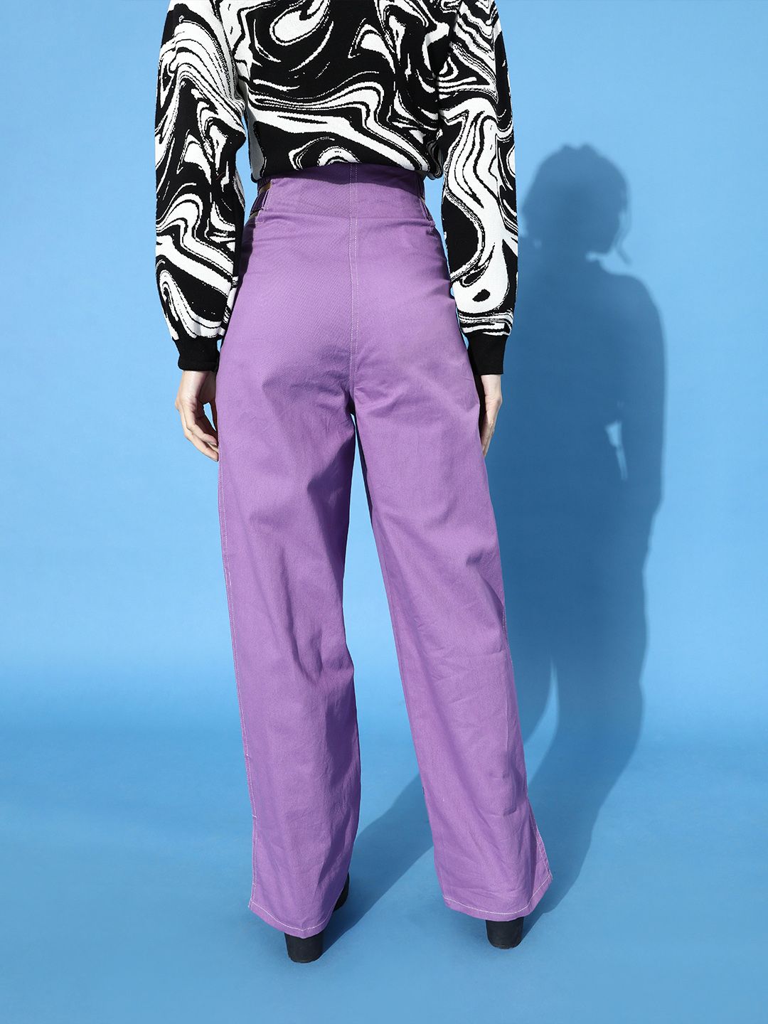 STREET 9 Women Charming Lavender Solid High-Rise Trousers