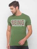 Being Human Men Green Typography Printed T-shirt