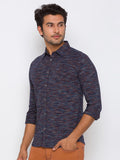Being Human Men Navy Blue Slim Fit Printed Casual Shirt