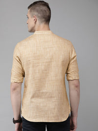 Anouk Men Beige Solid Straight Kurta