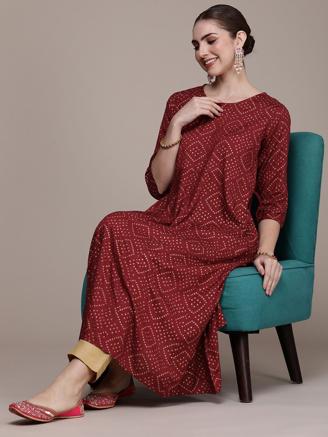 Anouk Women Bandhani Printed Anarkali Kurta