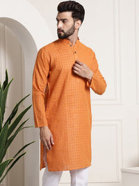 SOJANYA Checked Woven Design Mandarin Collar Straight Kurta