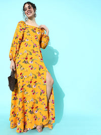 Berrylush Women Yellow Floral Maxi Dress