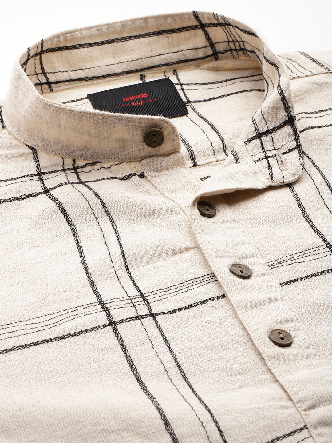 SPYKAR Cotton-Linen Checked Casual Shirt