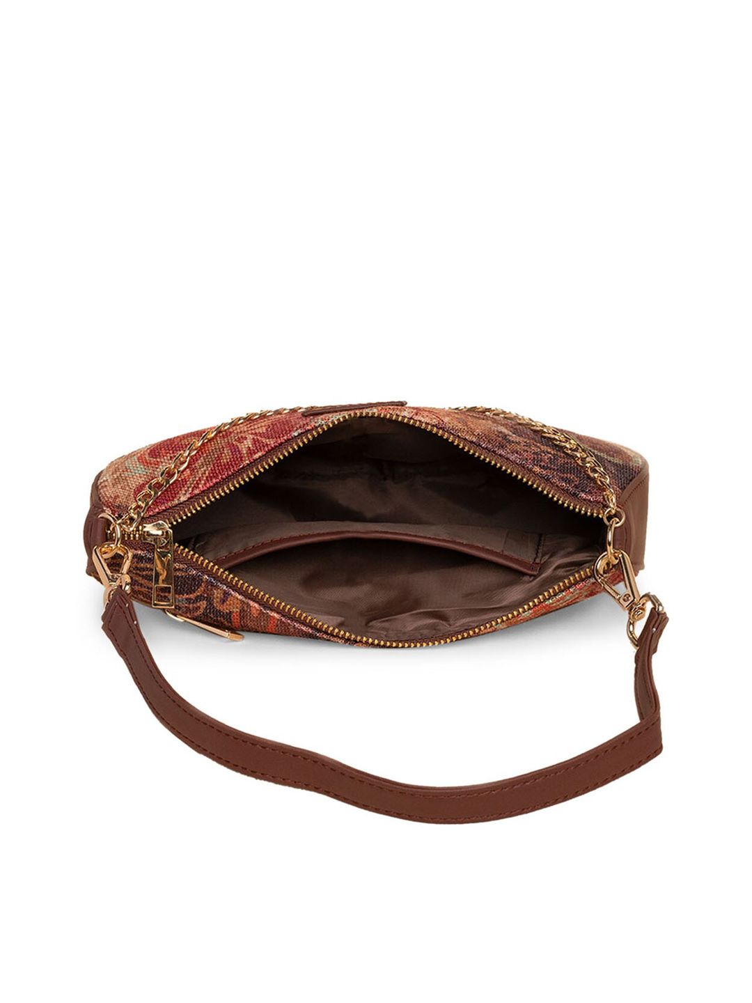 ZOUK Floral Printed Structured Baguette Bag Handbags