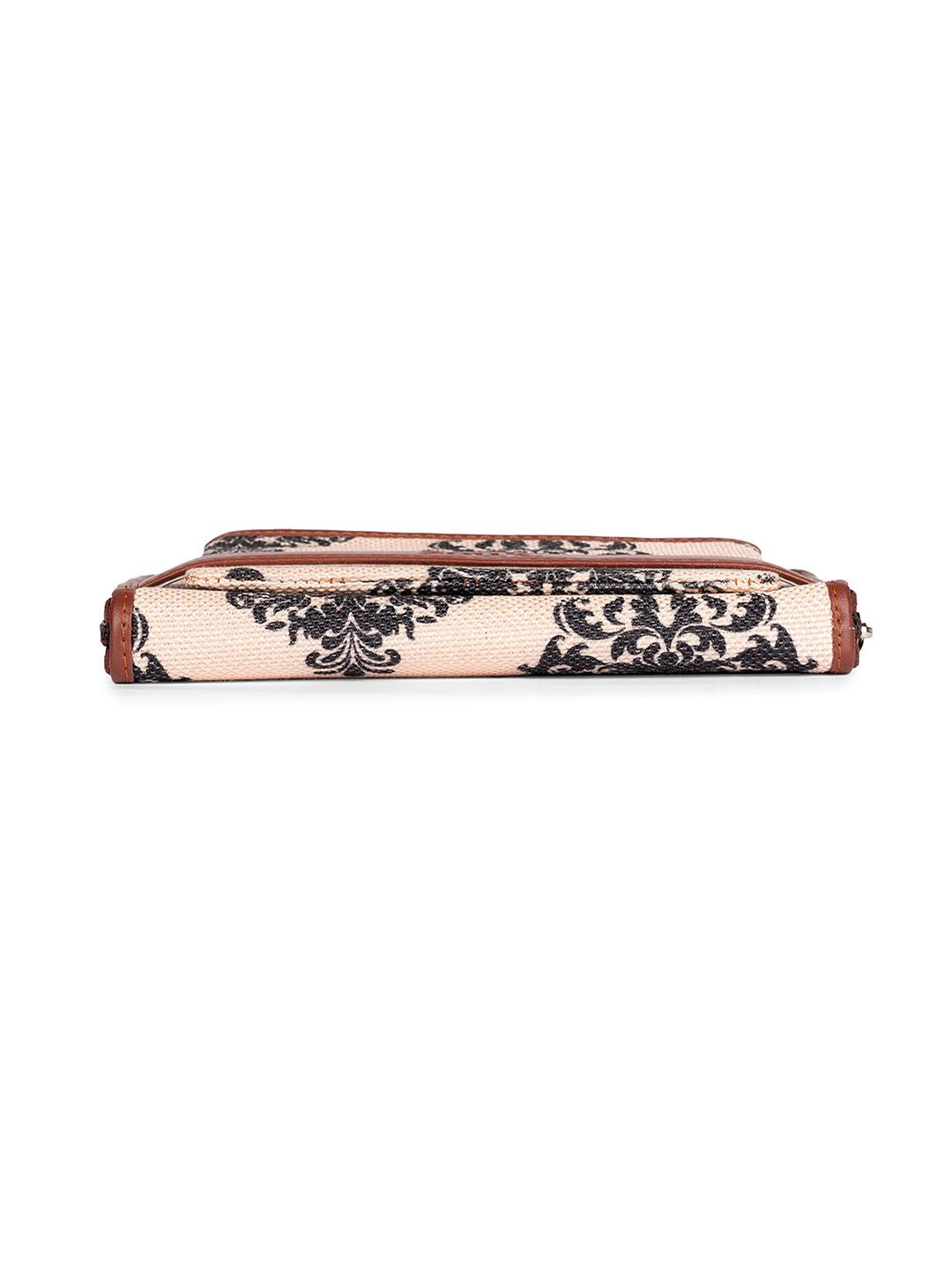 ZOUK Women Peach-Coloured & Green Printed Vegan Leather Zip Around Sustainable Wallet