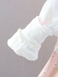 YK Girls Cotton Self Design Fit & Flare Dress