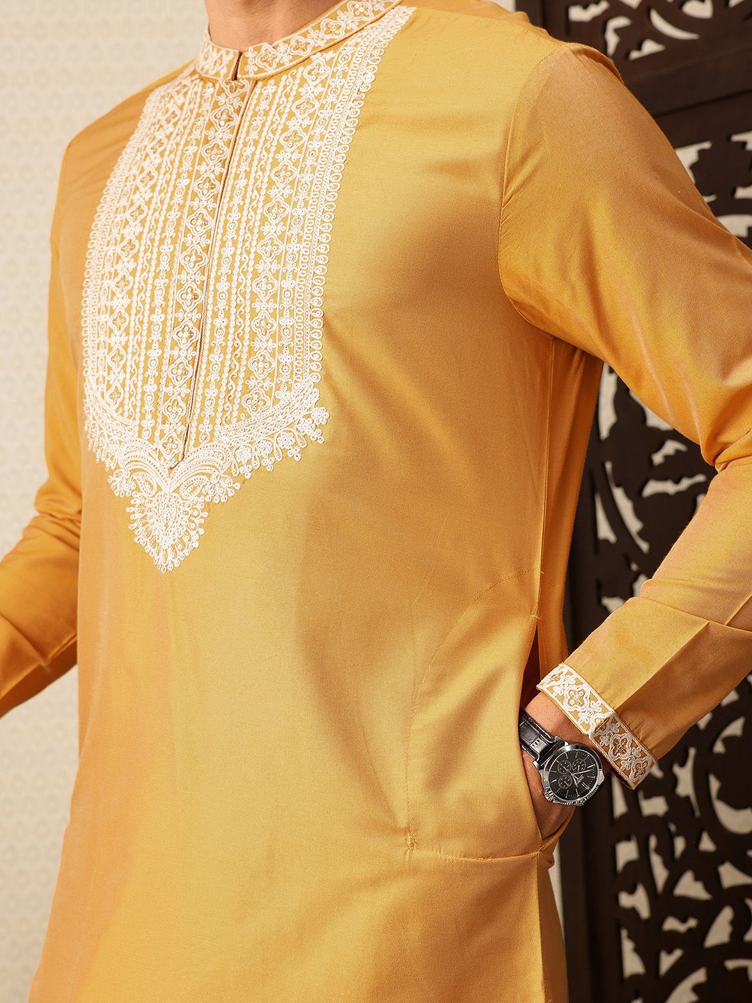 House of Pataudi Yoke Design Sequin Embroidered Jashn Kurta