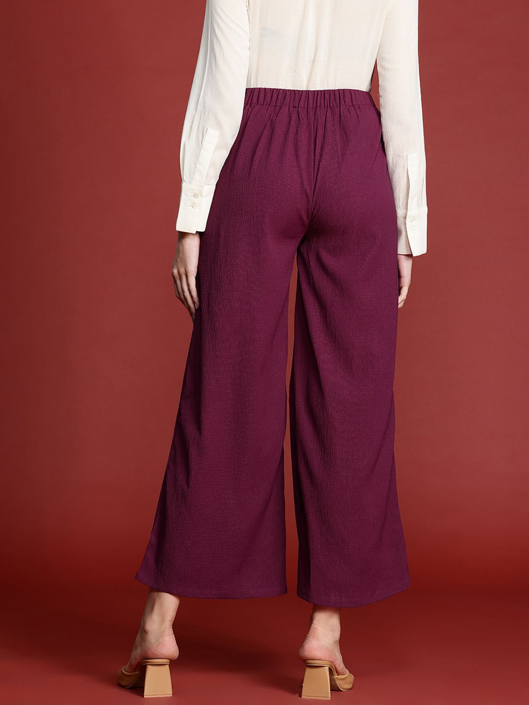 all about you Women Textured High-Rise Trousers