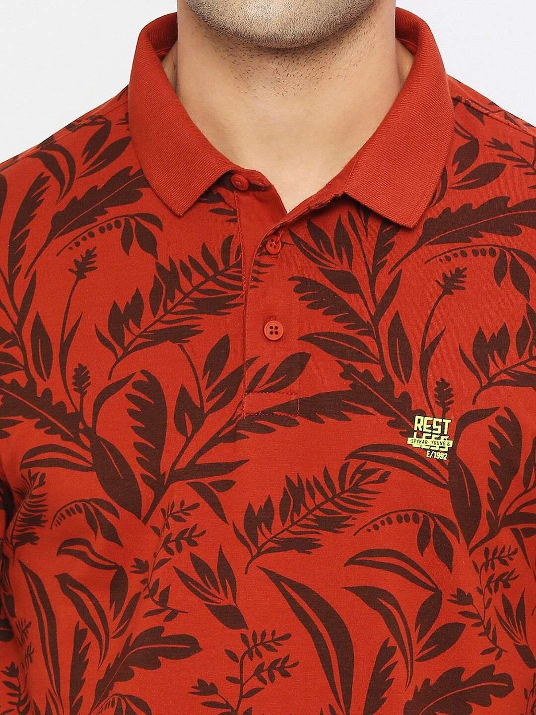 SPYKAR Tropical Printed Polo Collar Cotton T-shirt