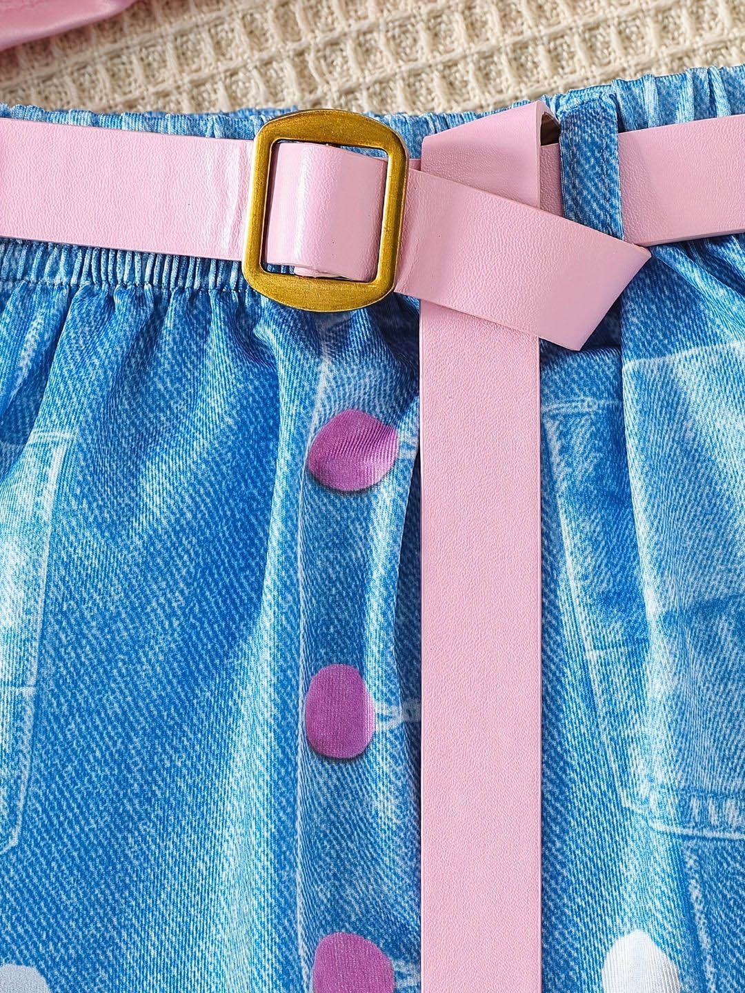 YK Girls V-Neck Top With Skirt