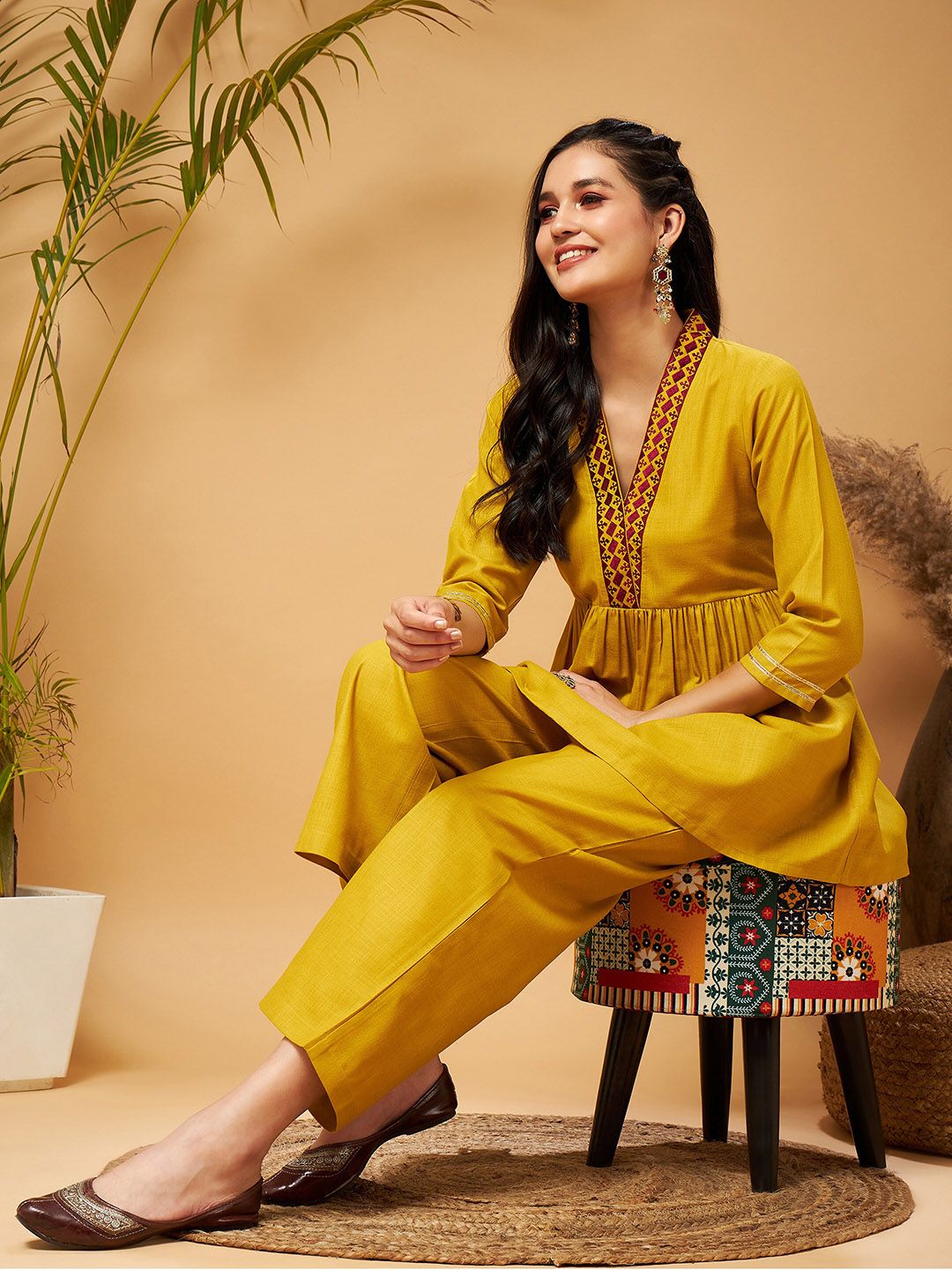 Shae by SASSAFRAS Mustard Yellow Empire Tunic With Trouser