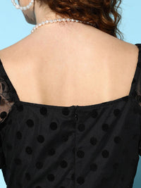 Berrylush Black Square Neck Fit & Flare Mini Dress