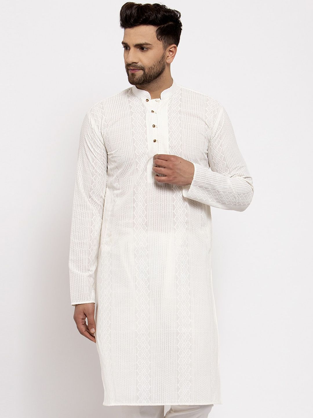 Jompers Men Geometric Embroidered Kurta