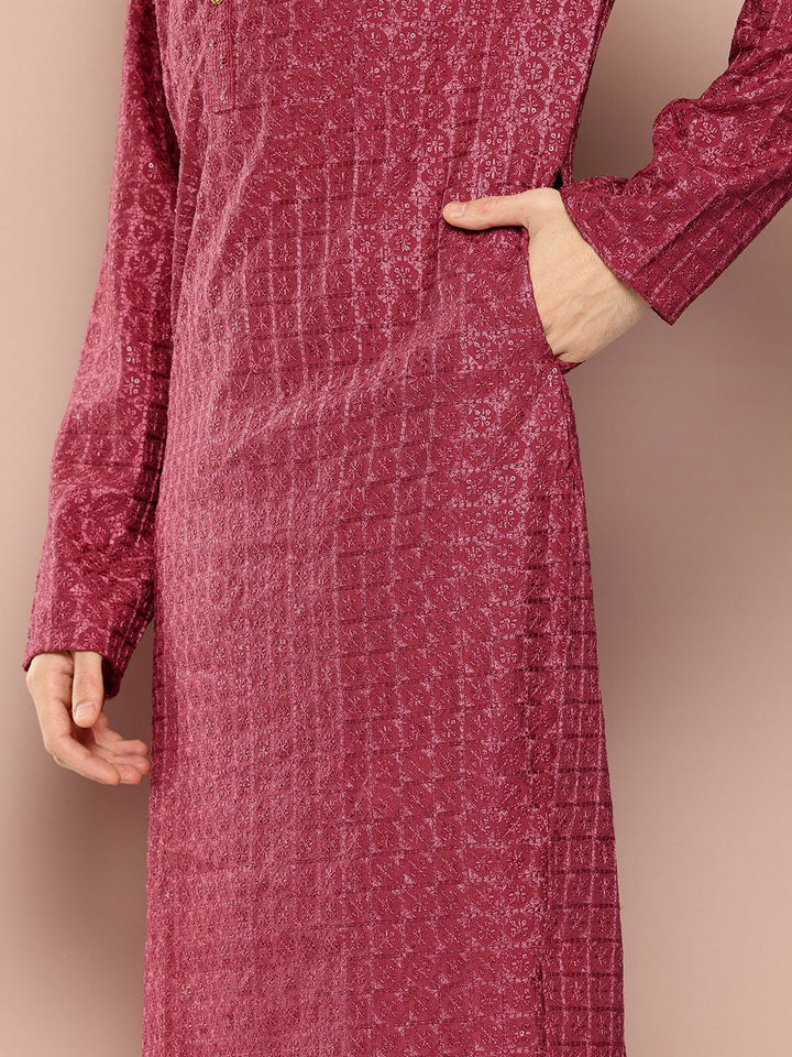 See Designs Men Embroidered Sequinned Kurta with Pyjamas