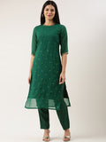 KALINI Embroidered Sequinned Straight Kurta & Trousers