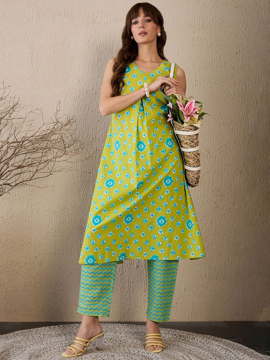 Indo Era Women Printed Regular Pure Cotton Kurta with Trousers