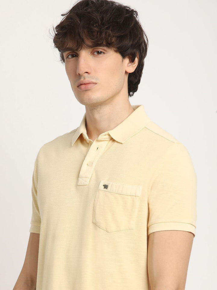 THE BEAR HOUSE Men's Solid Regular Fit Polo T-shirt