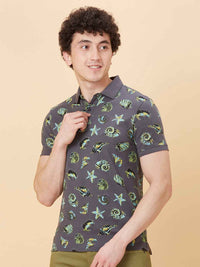 Being Human Conversational Printed Polo Collar Pure Cotton T-shirt