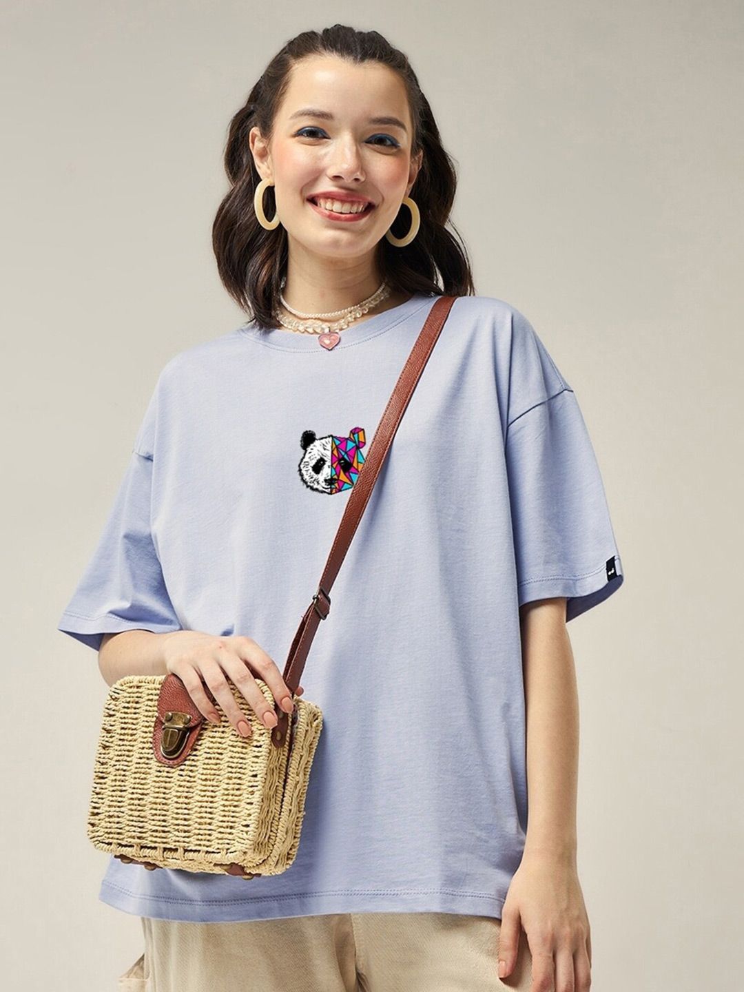 Bewakoof Baju-T Kapas Bercetak Bercetak Lebih Baik & Lebih Baik Lengan Bahu Bersaiz Besar