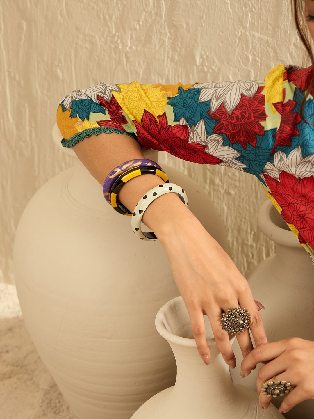 Indo Era Women Floral Printed Regular Pure Cotton Kurta with Trousers