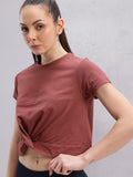 HRX by Hrithik Roshan Twisted Front Cotton Cropped Yoga T-shirt