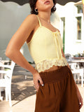 DressBerry Lace Love Smoked Bow Detail Dobby Weave Top