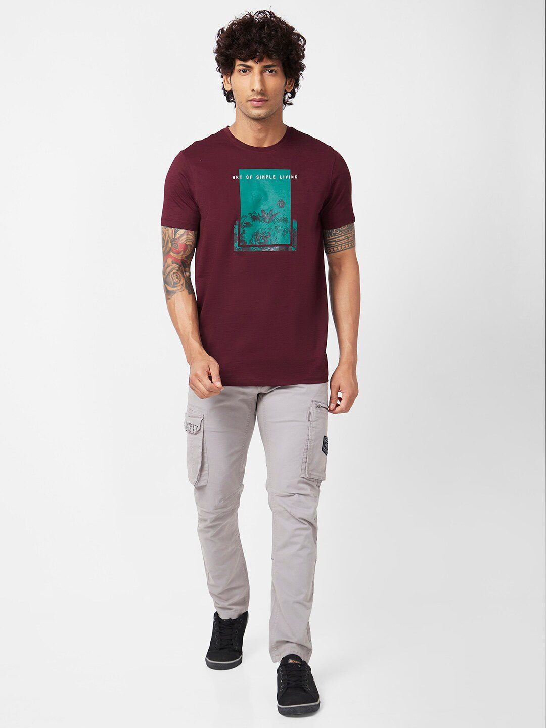 SPYKAR Graphic Printed Slim Fit Cotton T-Shirt