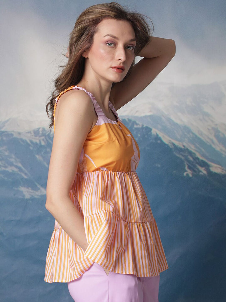 RAREISM Striped Shoulder Straps Sleeveless Empire Regular Top