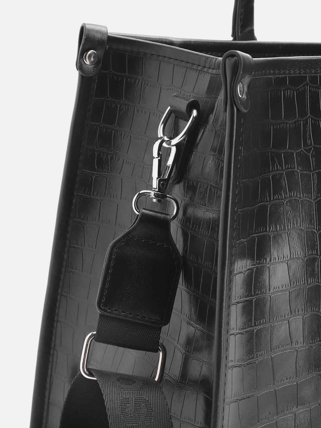 Lino Perros Croc Textured Structured Handheld Bag