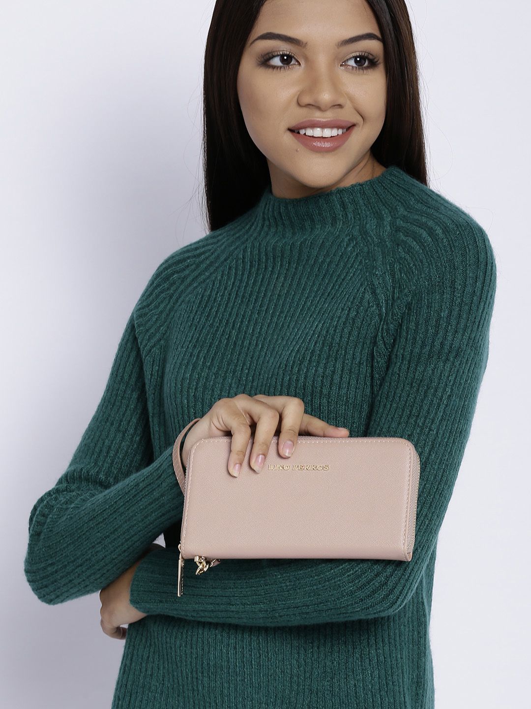 Lino Perros Women Pink Solid Zip Around Wallet