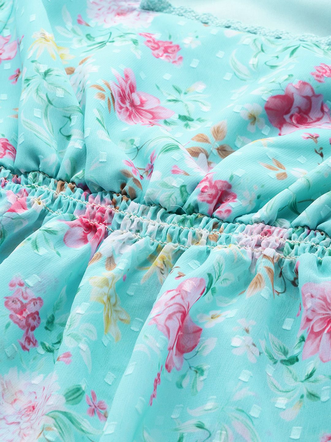 DressBerry Floral Print Cinched Waist Top