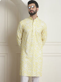 SOJANYA Geometric Embroidered Mandarin Collar Sequined Pure Cotton Straight Kurta