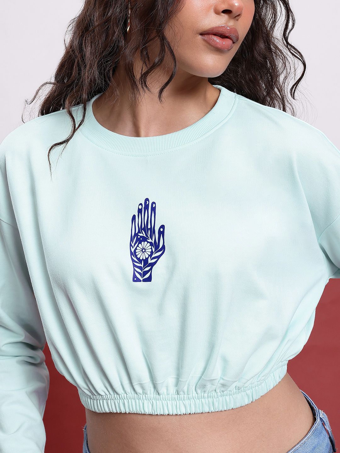 DressBerry Printed Cropped Sweatshirt