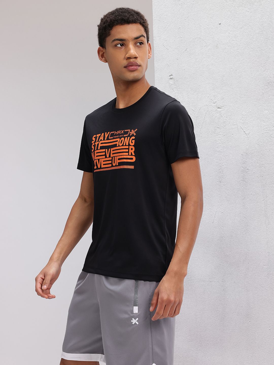 HRX by Hrithik Roshan Typography Print Rapid-Dry Training T-shirt