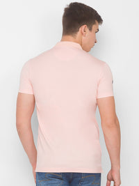 SPYKAR Men Pink Applique Slim Fit T-shirt