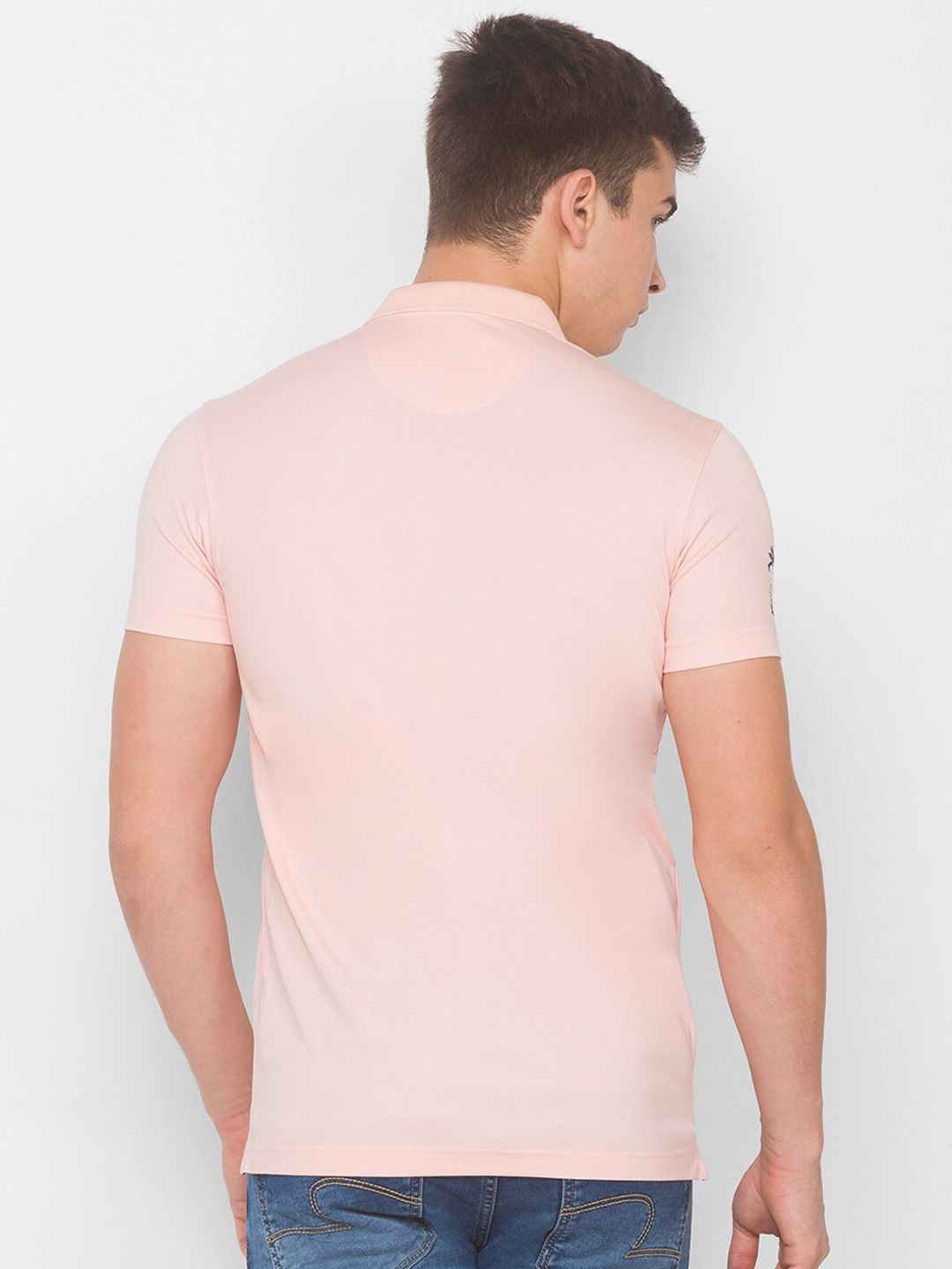 SPYKAR Men Pink Applique Slim Fit T-shirt