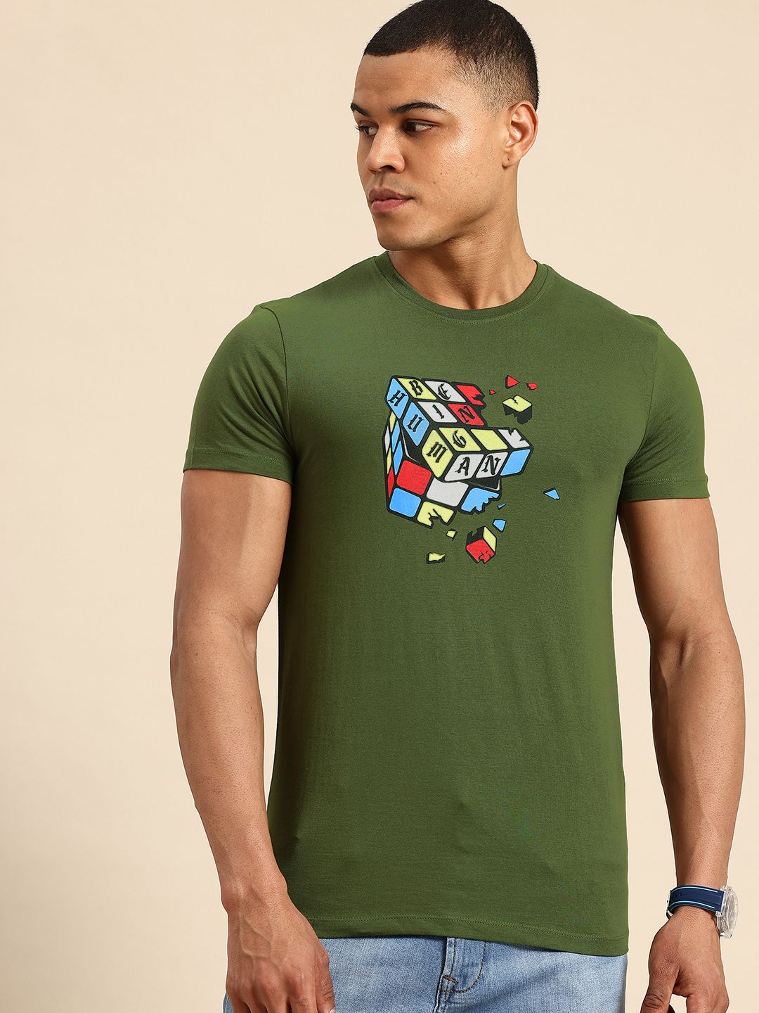 Being Human Printed Pure Cotton T-shirt