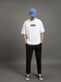 Bewakoof Lost in Nowhere Graphic Printed Drop-Shoulder Oversized Pure Cotton T-shirt