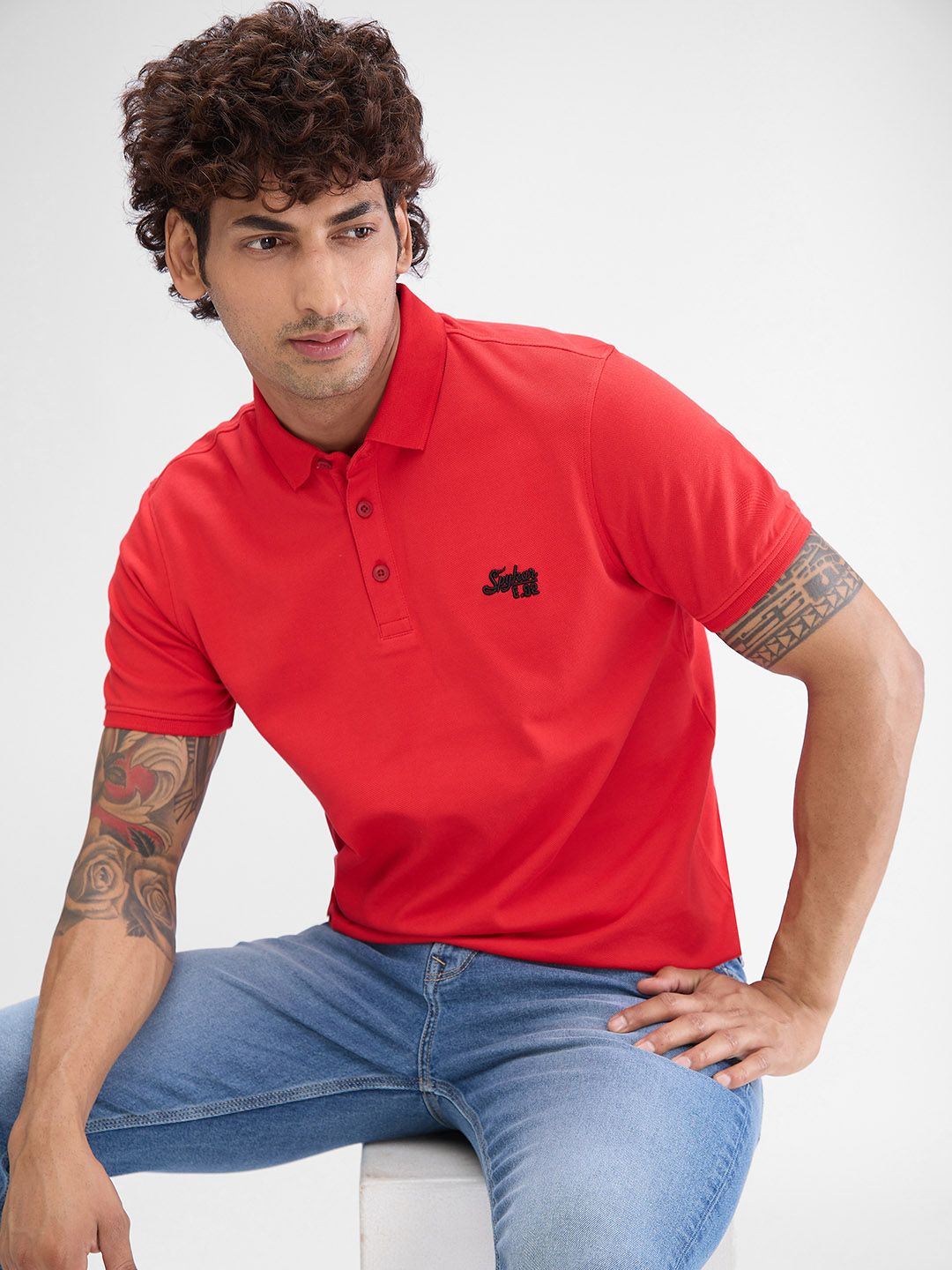 SPYKAR Men Polo Collar Solid Slim Fit T-Shirt