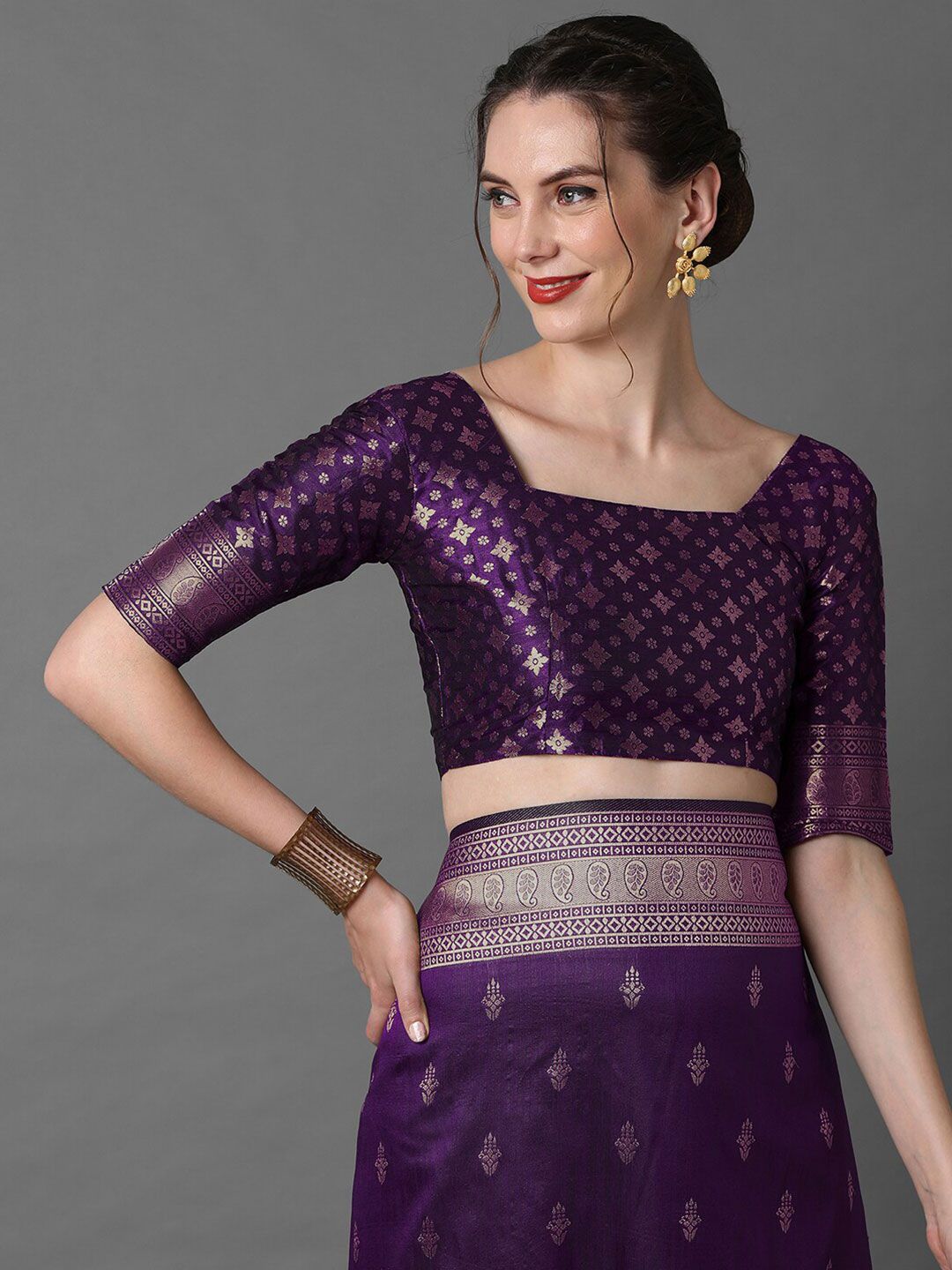 Mitera Ethnic Motifs Zari Silk Blend Banarasi Saree