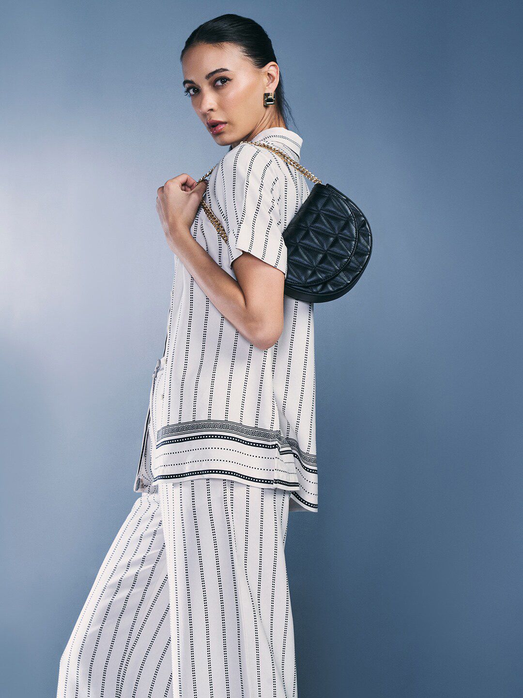 AND Striped Short Sleeves Shirt & Palazzos