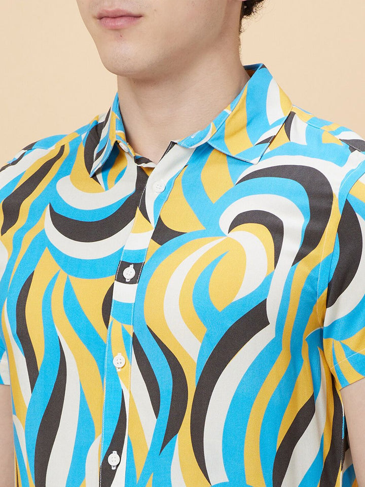 Being Human Slim Fit Geometric Printed Casual Shirt