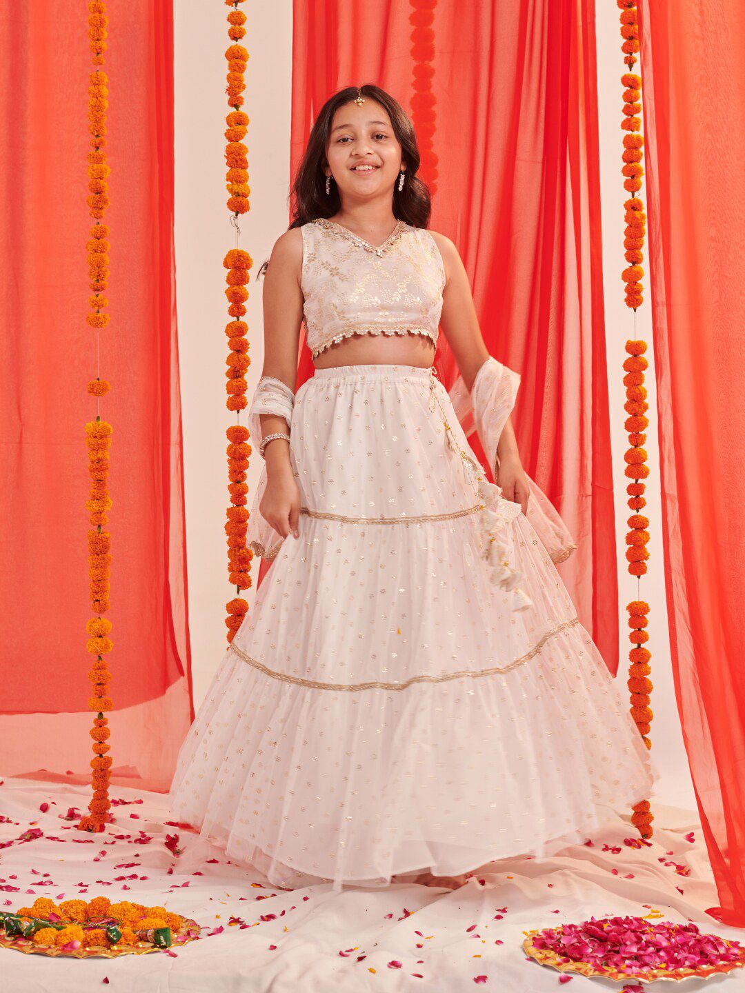 pspeaches Girls Printed Ready to Wear Lehenga Choli