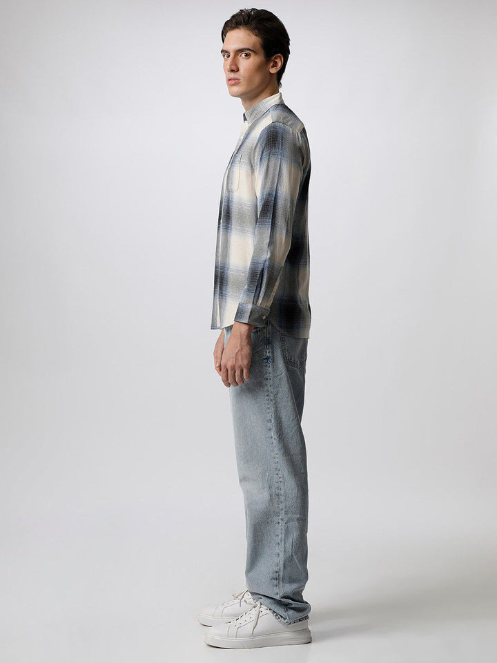 THE BEAR HOUSE Men Slim Fit Checked Pure Cotton Casual Shirt