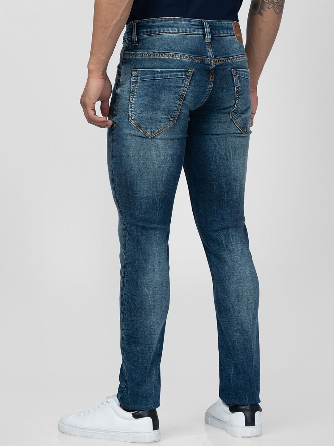 SPYKAR Men Slim Fit Low-Rise Low Distress Heavy Fade Jeans